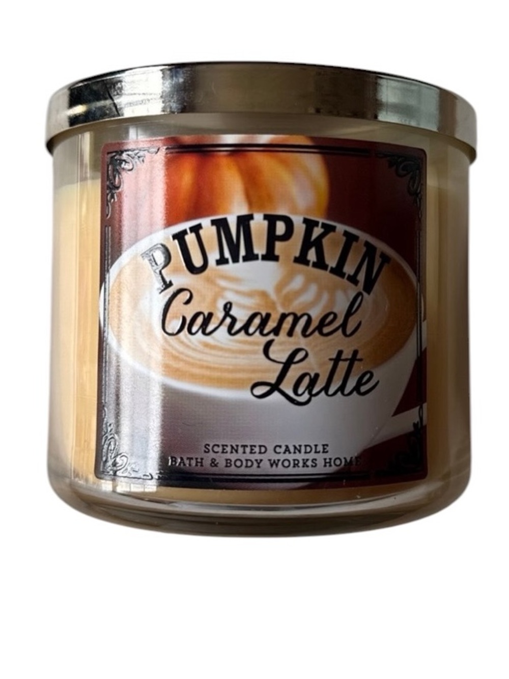 Bath and body works Pumpkin Caramel Latte scented candle New 3 wick with lid